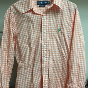 Orange white checker men’s shirt